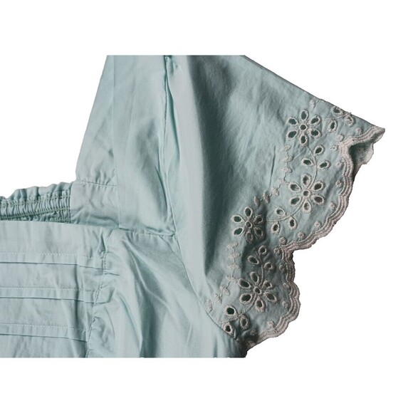 Womens Gymboree Aqua Blue Pintuck Eyelet Ruffle Dress Size Medium Smocked Back - Picture 7 of 12